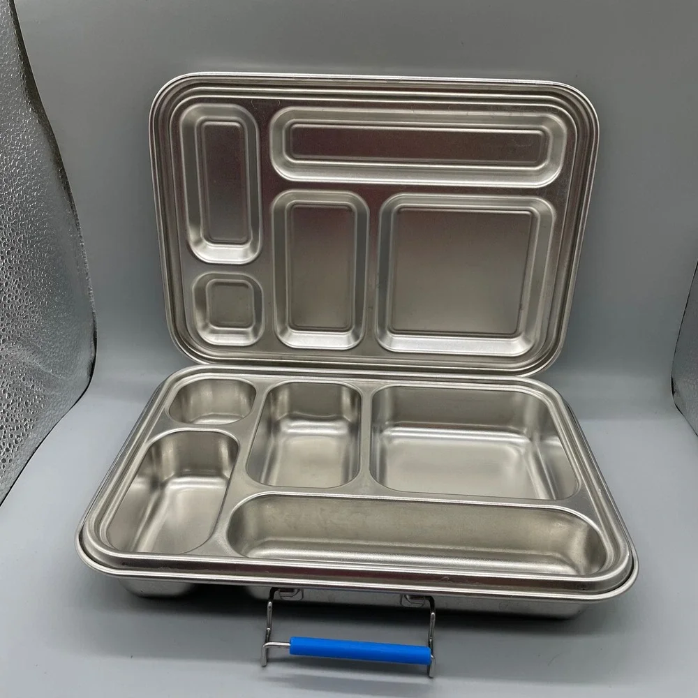 Aohea Stainless Steel Bento Box 5 Compartment Metal Lunch Box Blue lanch